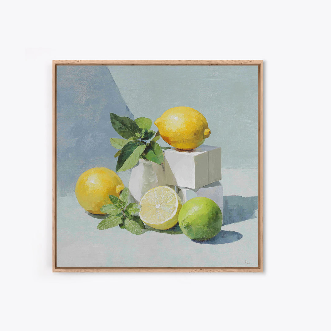 Fresh Citrus and Mint Still Life Canvas Print, Dental Office Art, Dental Hygienist, Office Decor, Watercolor Art, Calm, DOA-1x1-55