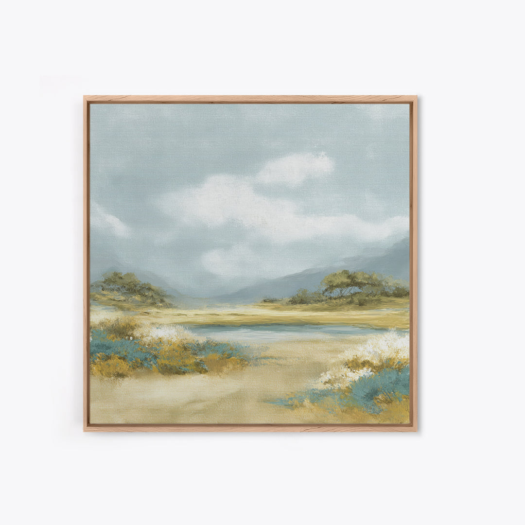 Peaceful Clouds over Open Meadow Framed Canvas Print, Dental Office Art, Dentistry Art, Office Decor, Fine Art, Calm, DOA-1x1-57