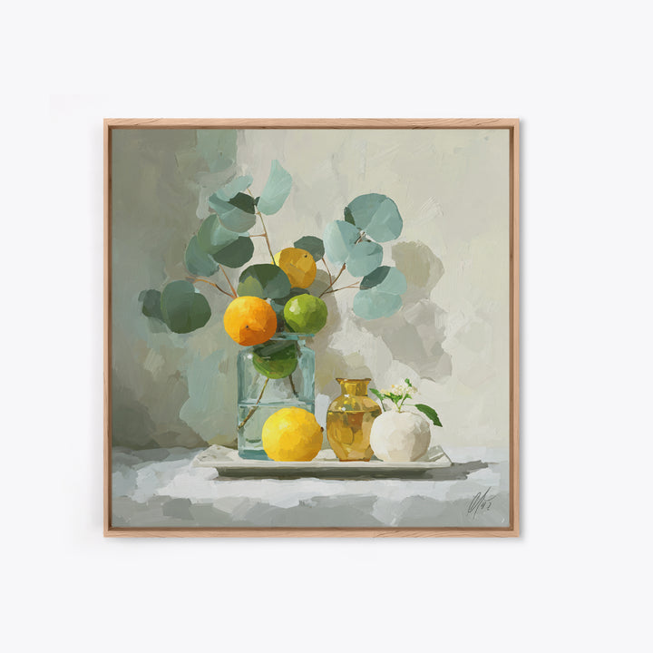 Fresh Citrus and Mint Still Life Framed Canvas Print, Dental Office Art, Unique Wall Art, Office Decor, Fine Art, Calm, DOA-1x1-7