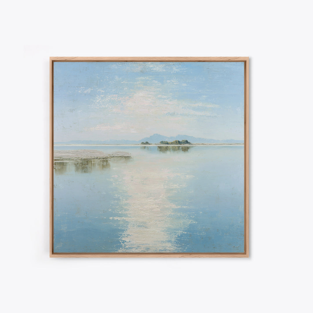Sunlit Lake with Calming Reflections Canvas Print, Dental Office Art, Gallery Decor, Office Decor, Calm, Minimalist Decor, DOA-1x1-87