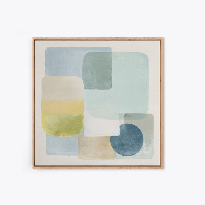 Simple Rainbow Pastel Shapes for Children Framed Canvas Print, Dental Office Art, Dental Gift, Office Decor, Abstract Art, Calm, DOA-1x1-93