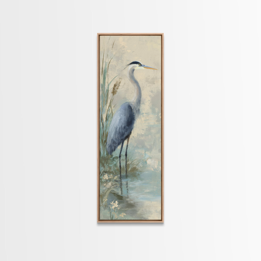 Blue Heron by Calm Marsh Water Canvas Print, Dental Office Art, Digital Print, Office Decor, Calm, Medical Office Decor, DOA-1x3-11