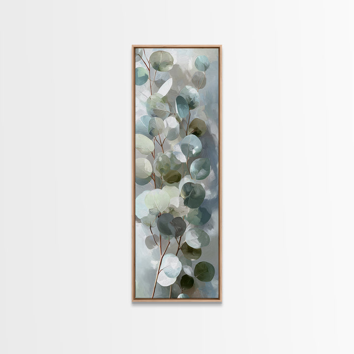 Soft Botanical Eucalyptus Print for Clean Atmosphere Framed Canvas Print, Dental Office Art, Dental Gift, Office Decor, Calm, DOA-1x3-15