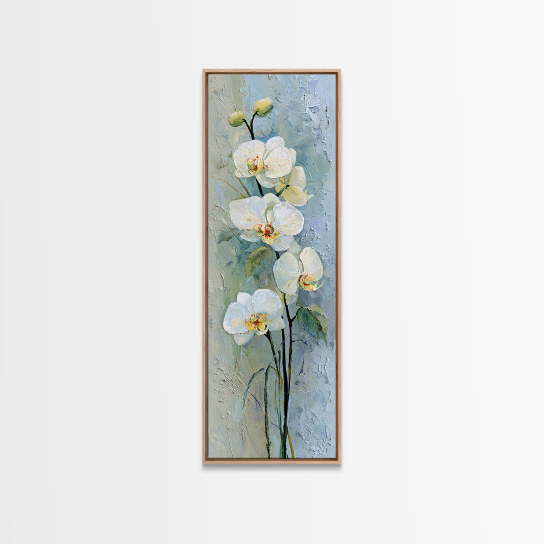 White Orchid on Stone Background Framed Canvas Print, Dental Office Art, Dentistry Art, Office Decor, Fine Art, Calm, DOA-1x3-24