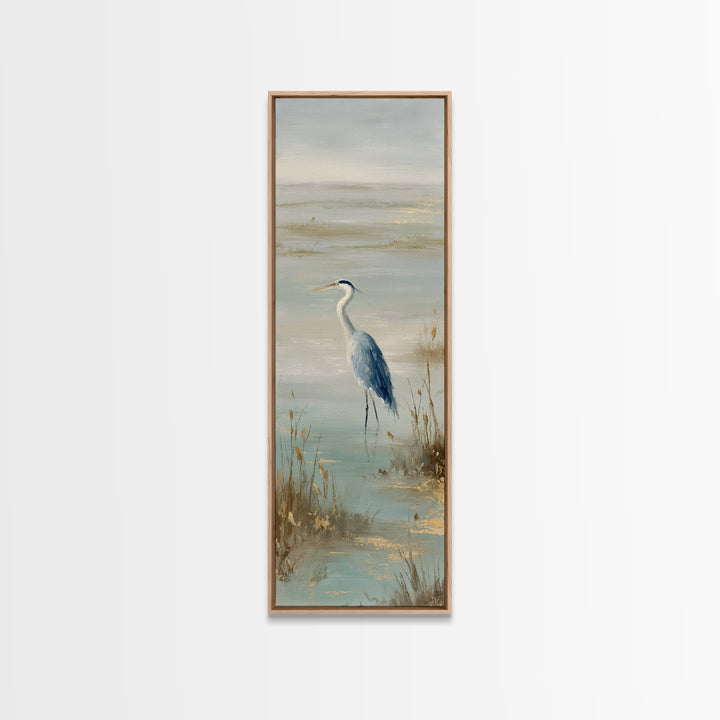 Blue Heron by Calm Marsh Water Canvas Print, Dental Office Art, Science Art, Office Decor, Fine Art, Calm, Boho Decor, DOA-1x3-35