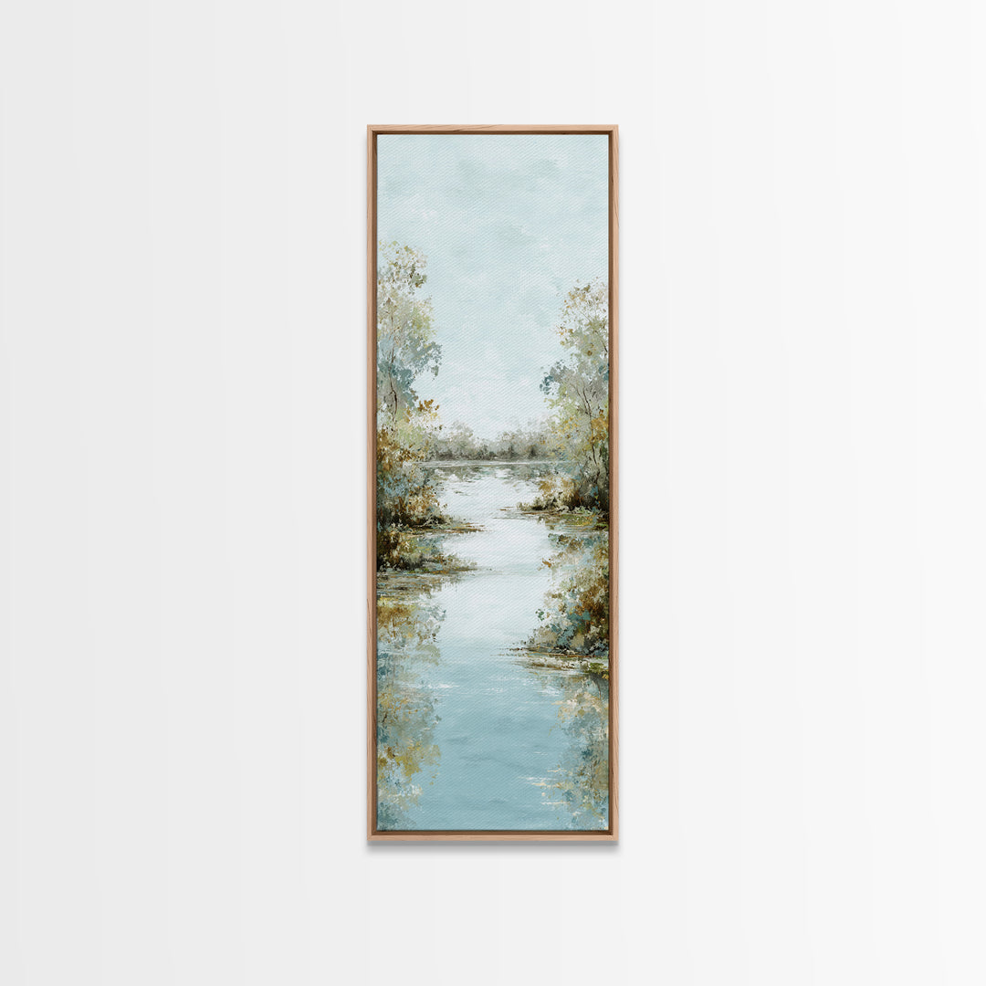 Sunlit Lake with Calming Reflections Canvas Print, Dental Office Art, Art Print, Office Decor, Fine Art, Calm, Unique Wall Art, DOA-1x3-51