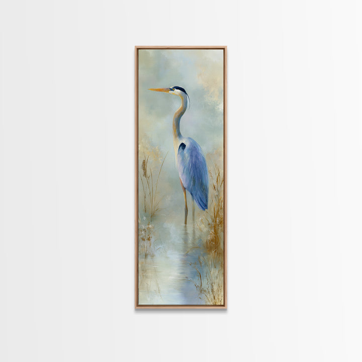 Blue Heron by Calm Marsh Water Canvas Print, Dental Office Art, Statement Artwork, Office Decor, Fine Art, Calm, DOA-1x3-59