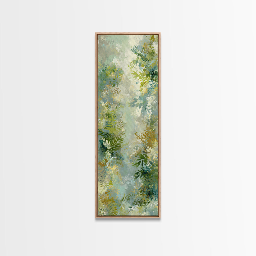 Botanical Fern Study Framed Canvas Print, Dental Office Art, Room Decor, Office Decor, Oil Painting, Calm, Minimalist Wall Art, DOA-1x3-79