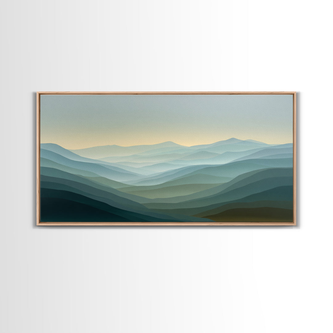 Soft Gradient Sunrise Framed Canvas Print, Dental Office Art, Neutral Decor, Office Decor, Fine Art, Calm, Wall Art, Poster, DOA-2x1-16