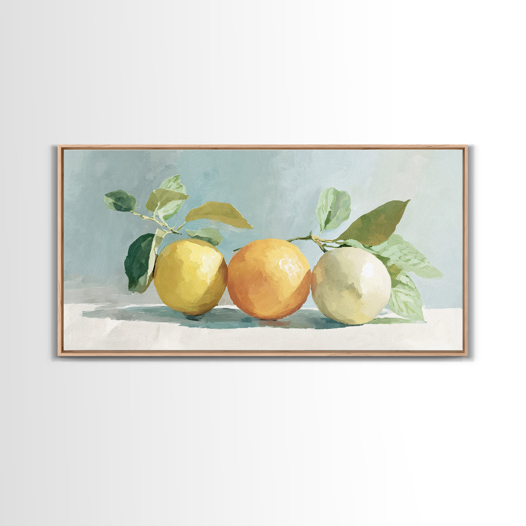 Fresh Citrus and Mint Still Life Framed Canvas Print, Dental Office Art, Unique Wall Art, Office Decor, Fine Art, Calm, DOA-2x1-3