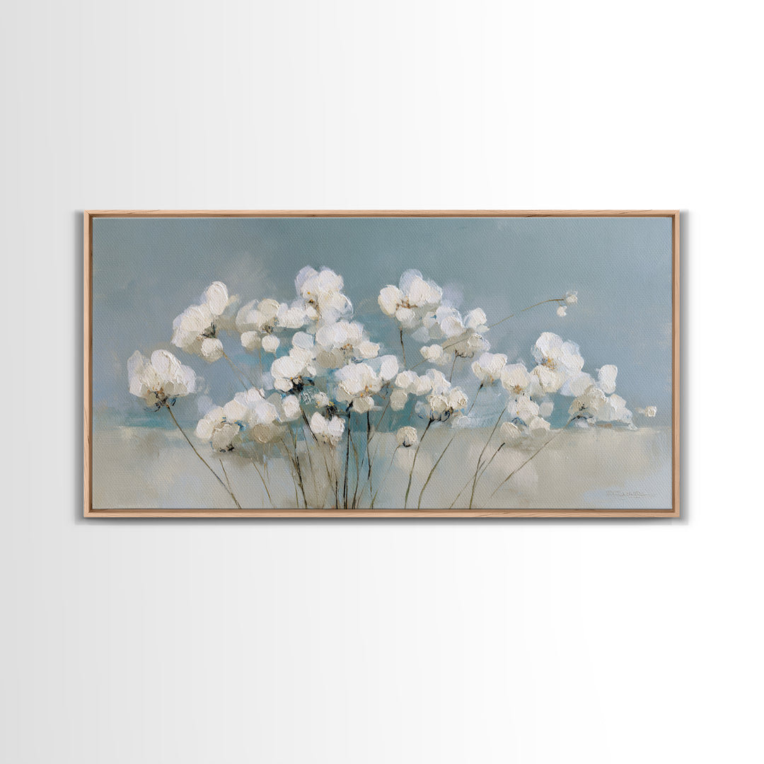 Sterile Modern Floral Painting Framed Canvas Print, Dental Office Art, Minimalist Wall Art, Office Decor, Fine Art, Calm, DOA-2x1-55