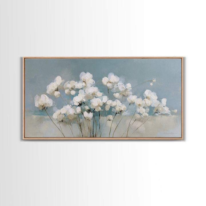 Sterile Modern Floral Painting Framed Canvas Print, Dental Office Art, Minimalist Wall Art, Office Decor, Fine Art, Calm, DOA-2x1-55