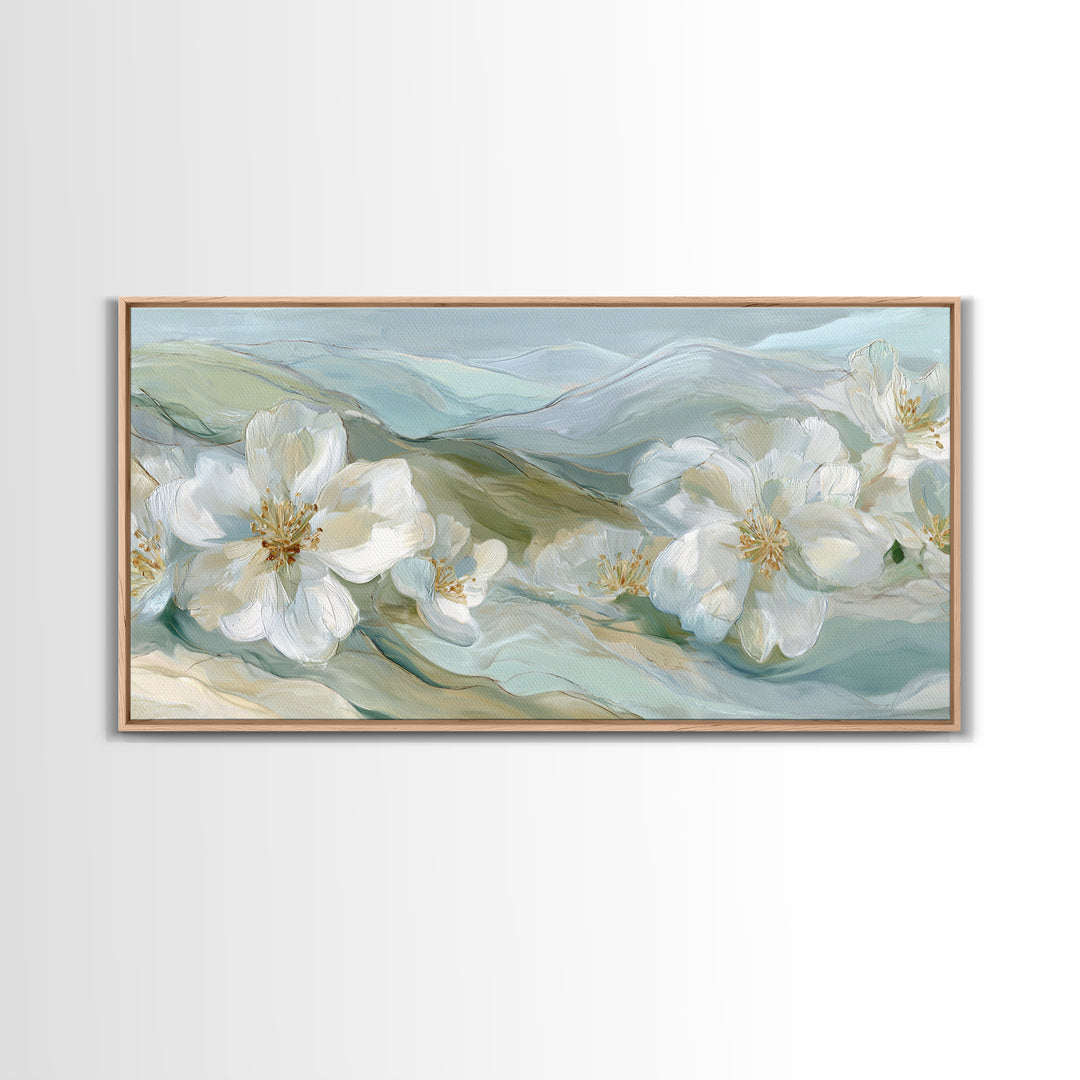 White Orchid on Stone Background Framed Canvas Print, Dental Office Art, Printable Wall Art, Office Decor, Fine Art, Calm, DOA-2x1-56