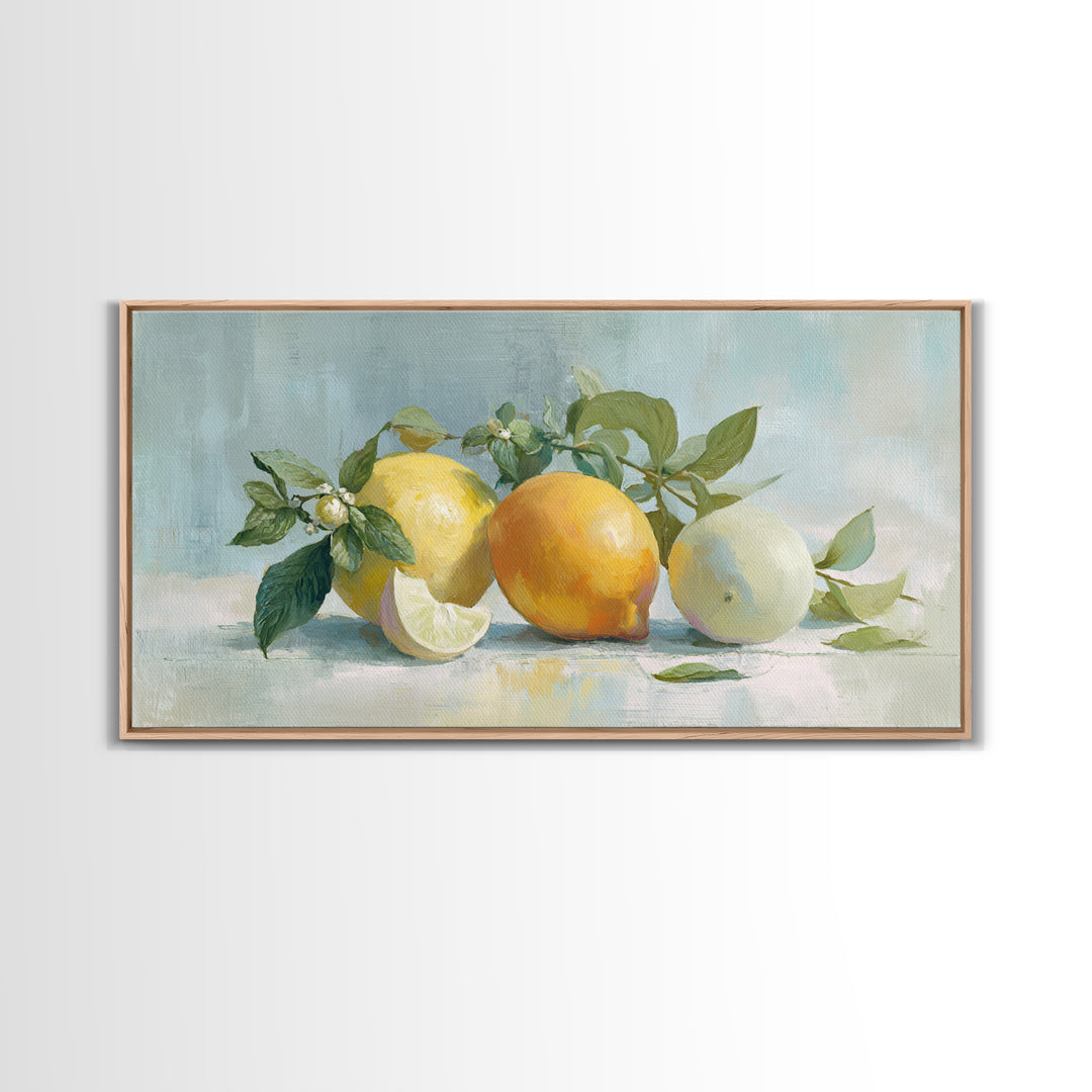 Fresh Citrus and Mint Still Life Framed Canvas Print, Dental Office Art, Medical Office Art, Office Decor, Fine Art, Calm, DOA-2x1-75