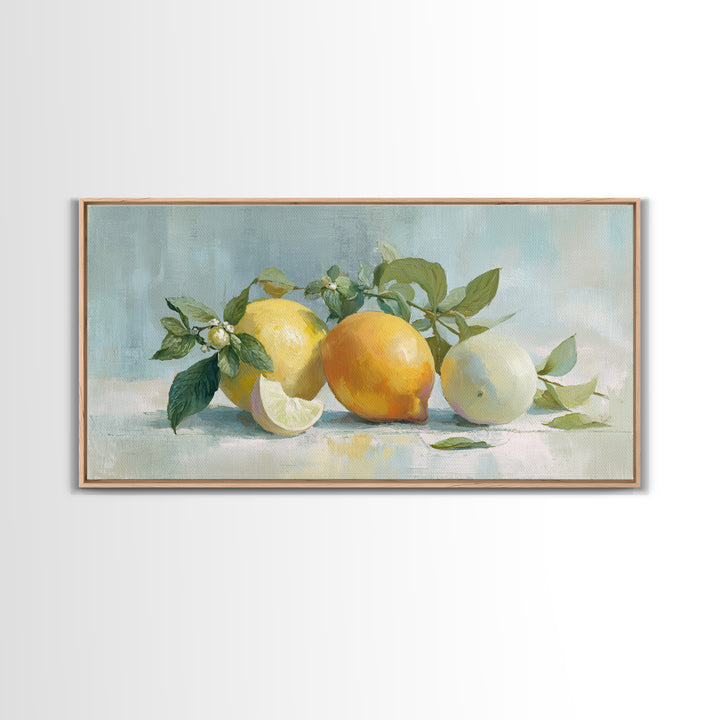Fresh Citrus and Mint Still Life Framed Canvas Print, Dental Office Art, Medical Office Art, Office Decor, Fine Art, Calm, DOA-2x1-75