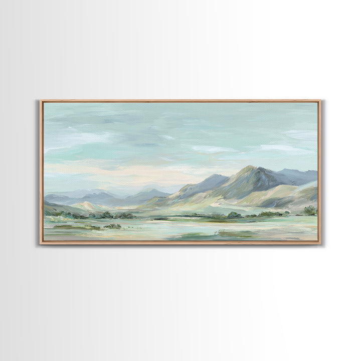 Gentle Mountain Landscape Framed Canvas Print, Dental Office Art, Medical Decor, Office Decor, Fine Art, Calm, Home Decor, DOA-2x1-96