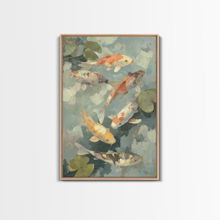 Colorful Fish Swimming Framed Canvas Print, Dental Office Art, Dental Gift, Office Decor, Abstract Art, Calm, DOA-2x3-2