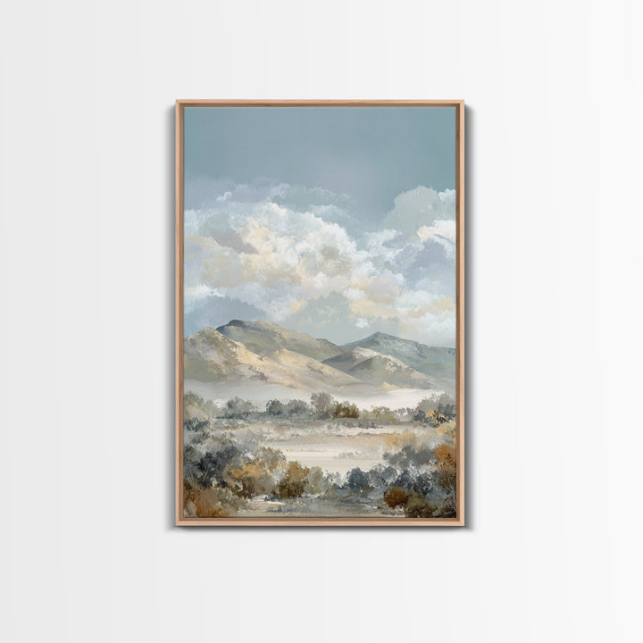 Gentle Mountain Landscape Framed Canvas Print, Dental Office Art, Office Decor, Watercolor Art, Calm, Medical Art, DOA-2x3-36