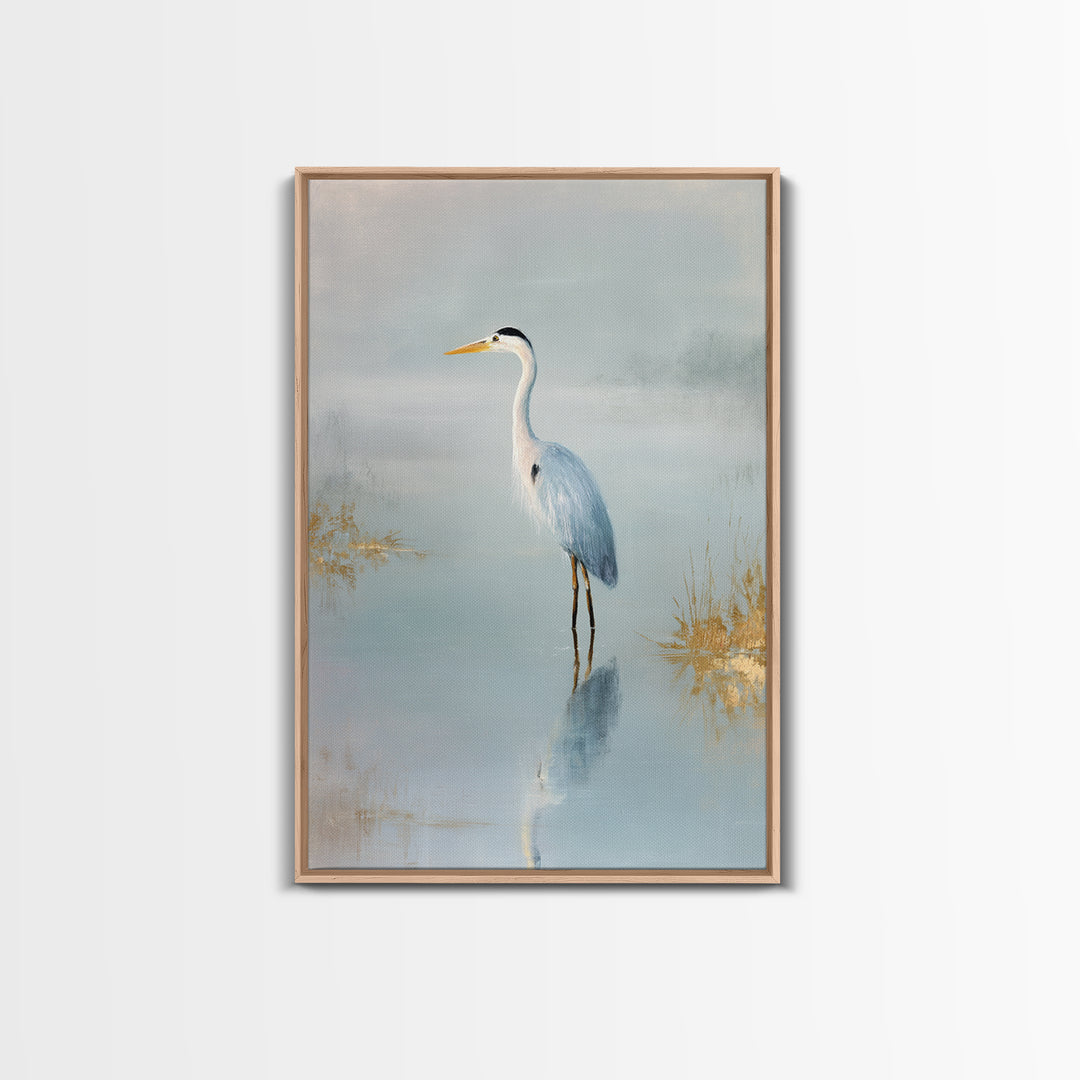 Blue Heron by Calm Marsh Water Canvas Print, Dental Office Art, Decor, Office Decor, Fine Art, Calm, Digital Artwork, DOA-2x3-7
