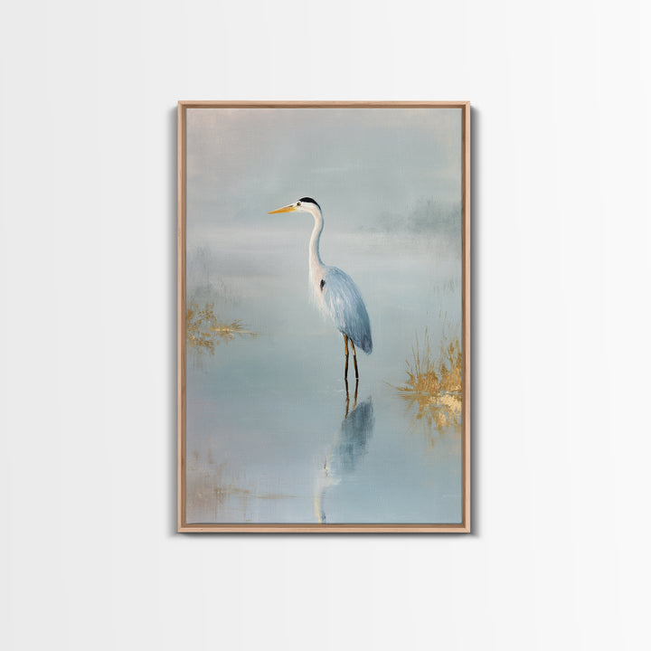 Blue Heron by Calm Marsh Water Canvas Print, Dental Office Art, Decor, Office Decor, Fine Art, Calm, Digital Artwork, DOA-2x3-7