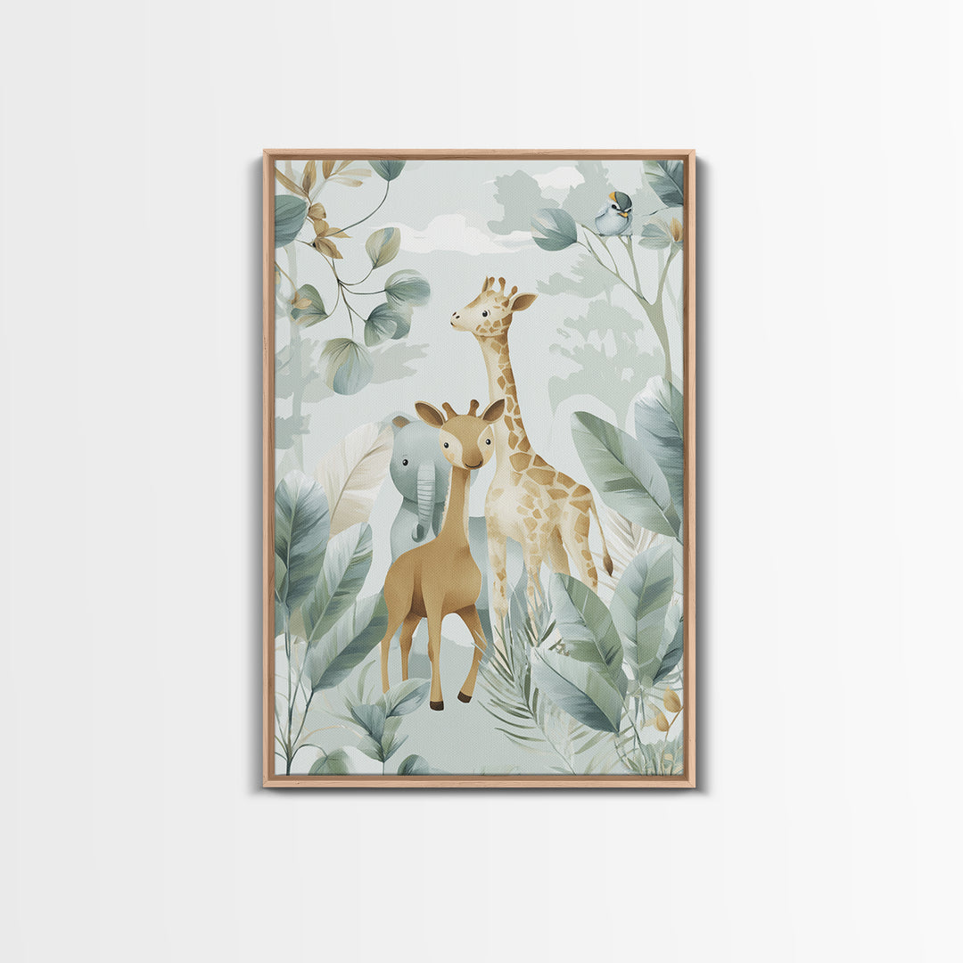 Happy Jungle Animals Canvas Print, Dental Office Art, Statement Artwork, Office Decor, Fine Art, Calm, Printable Wall Art, DOA-2x3-70