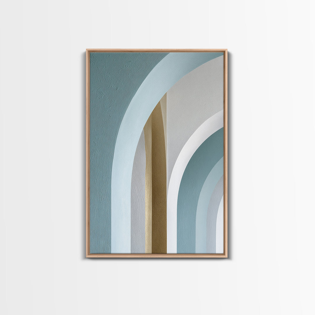 Light Scandinavian Abstract Arches Framed Canvas Print, Dental Office Art, Textured Painting, Office Decor, Abstract Art, Calm, DOA-2x3-73
