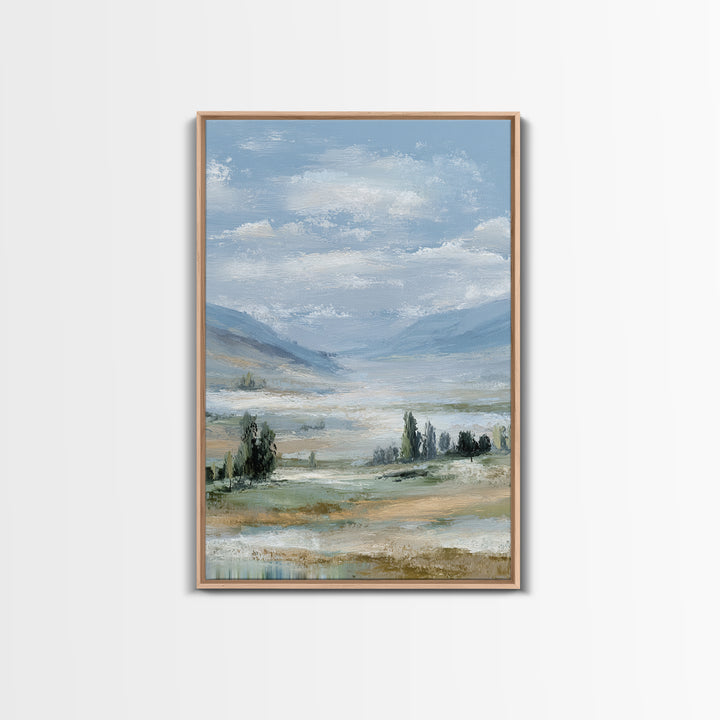 Peaceful Clouds over Open Meadow Framed Canvas Print, Dental Office Art, Wall Art, Office Decor, Calm, Dental Office Decor, DOA-2x3-89