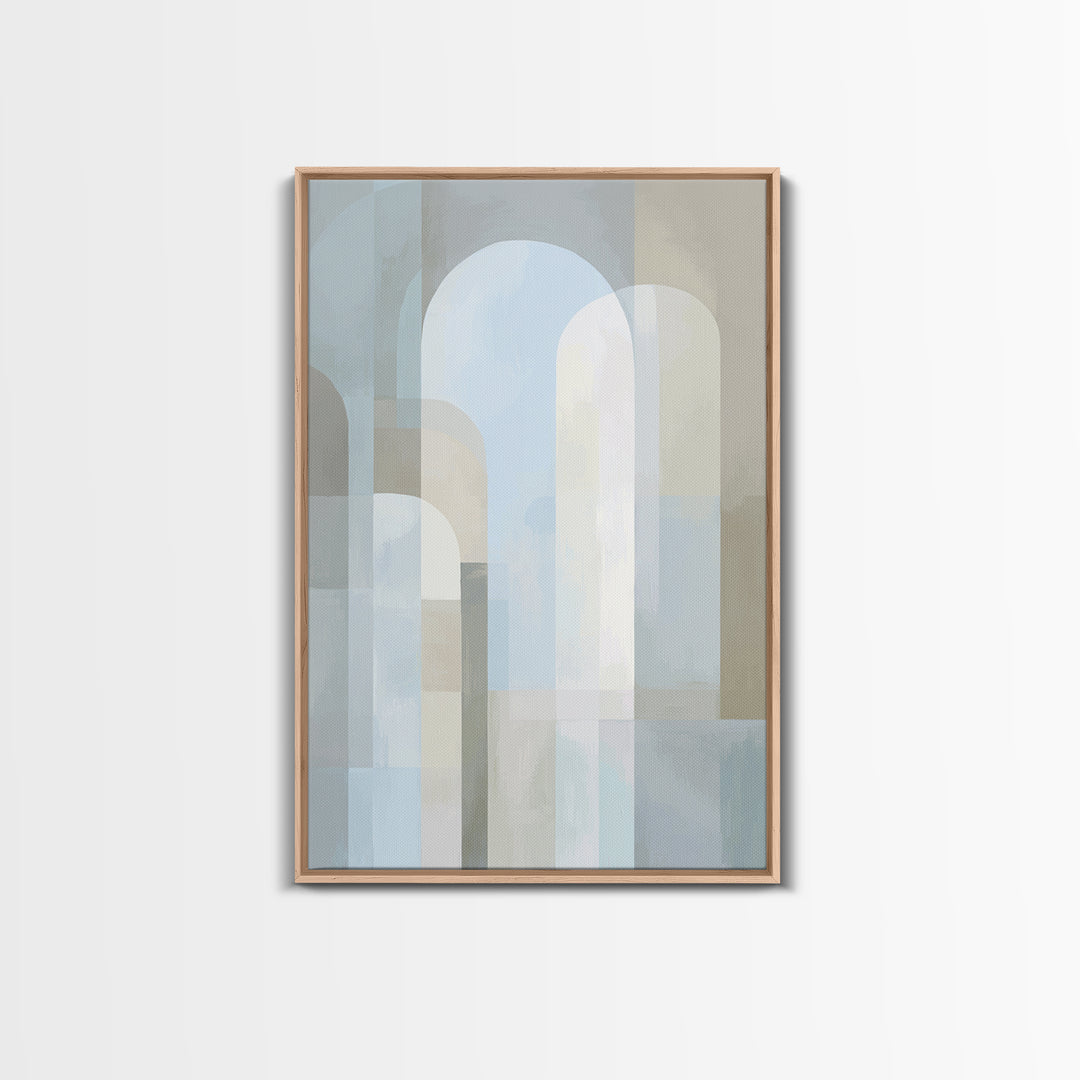 Light Scandinavian Abstract Arches Framed Canvas Print, Dental Office Art, Textured Painting, Office Decor, Abstract Art, Calm, DOA-2x3-97