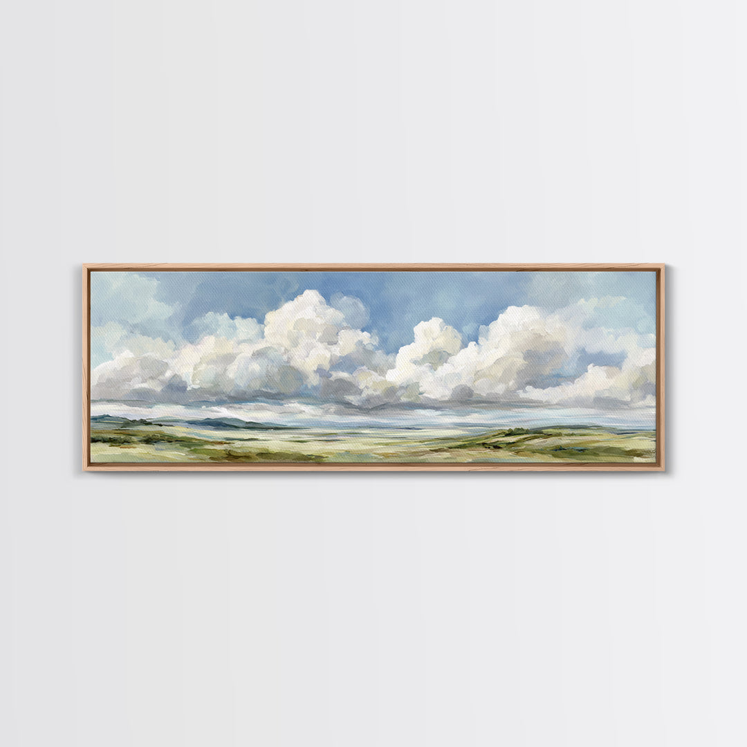 Peaceful Clouds over Open Meadow Canvas Print, Dental Office Art, Office Wall Art, Office Decor, Fine Art, Calm, Medical Decor, DOA-3x1-25