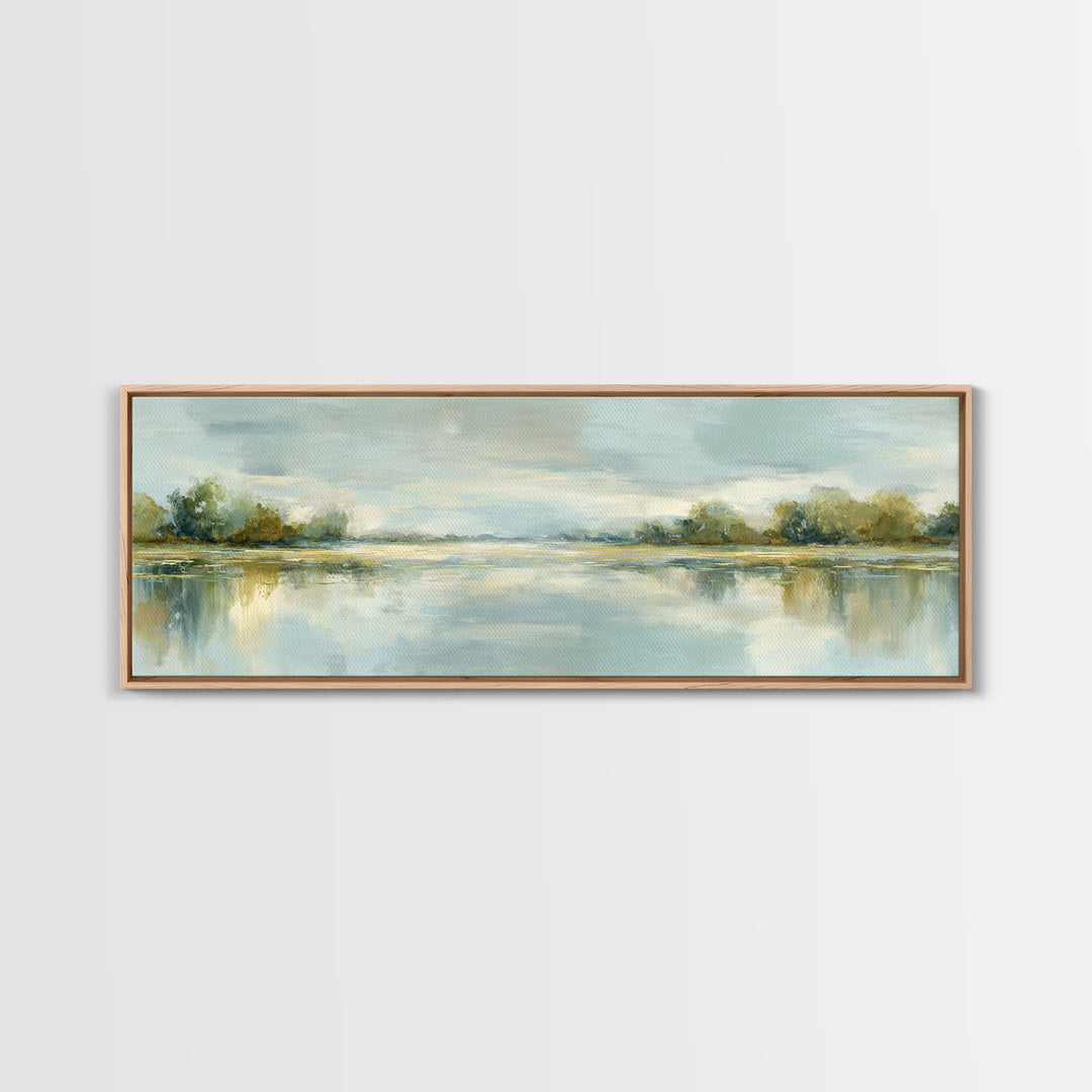 Sunlit Lake with Calming Reflections Canvas Print, Dental Office Art, Gallery Decor, Office Decor, Calm, Minimalist Decor, DOA-3x1-31