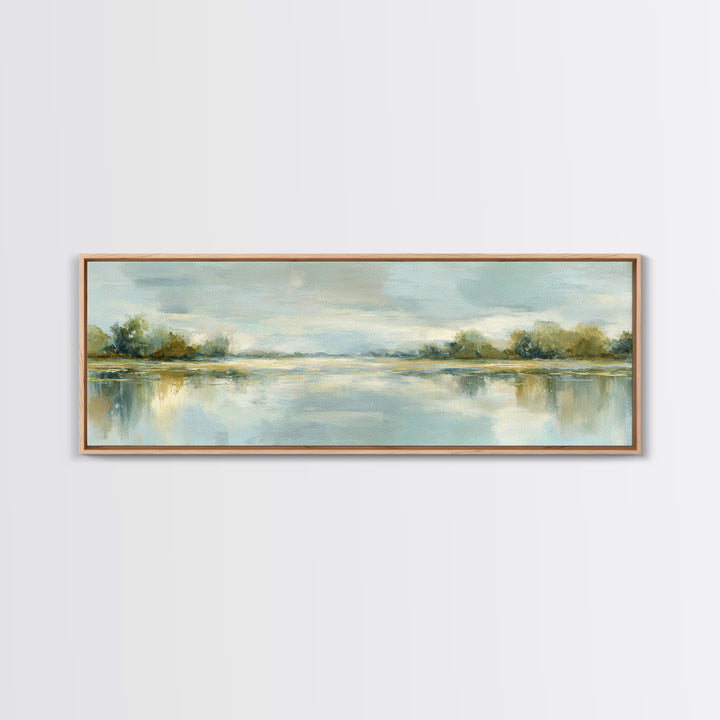 Sunlit Lake with Calming Reflections Canvas Print, Dental Office Art, Gallery Decor, Office Decor, Calm, Minimalist Decor, DOA-3x1-31