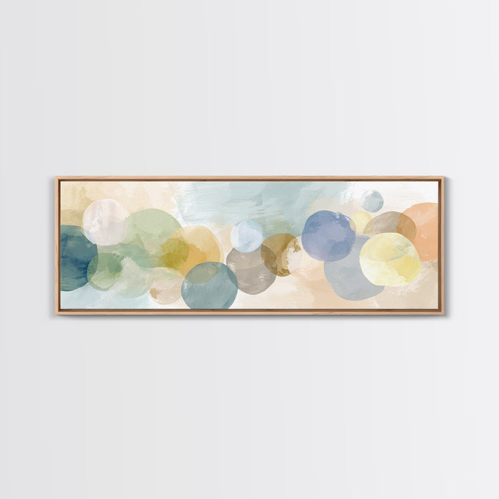 Simple Rainbow Pastel Shapes for Children Framed Canvas Print, Dental Office Art, Office Decor, Abstract Art, Calm, DOA-3x1-37
