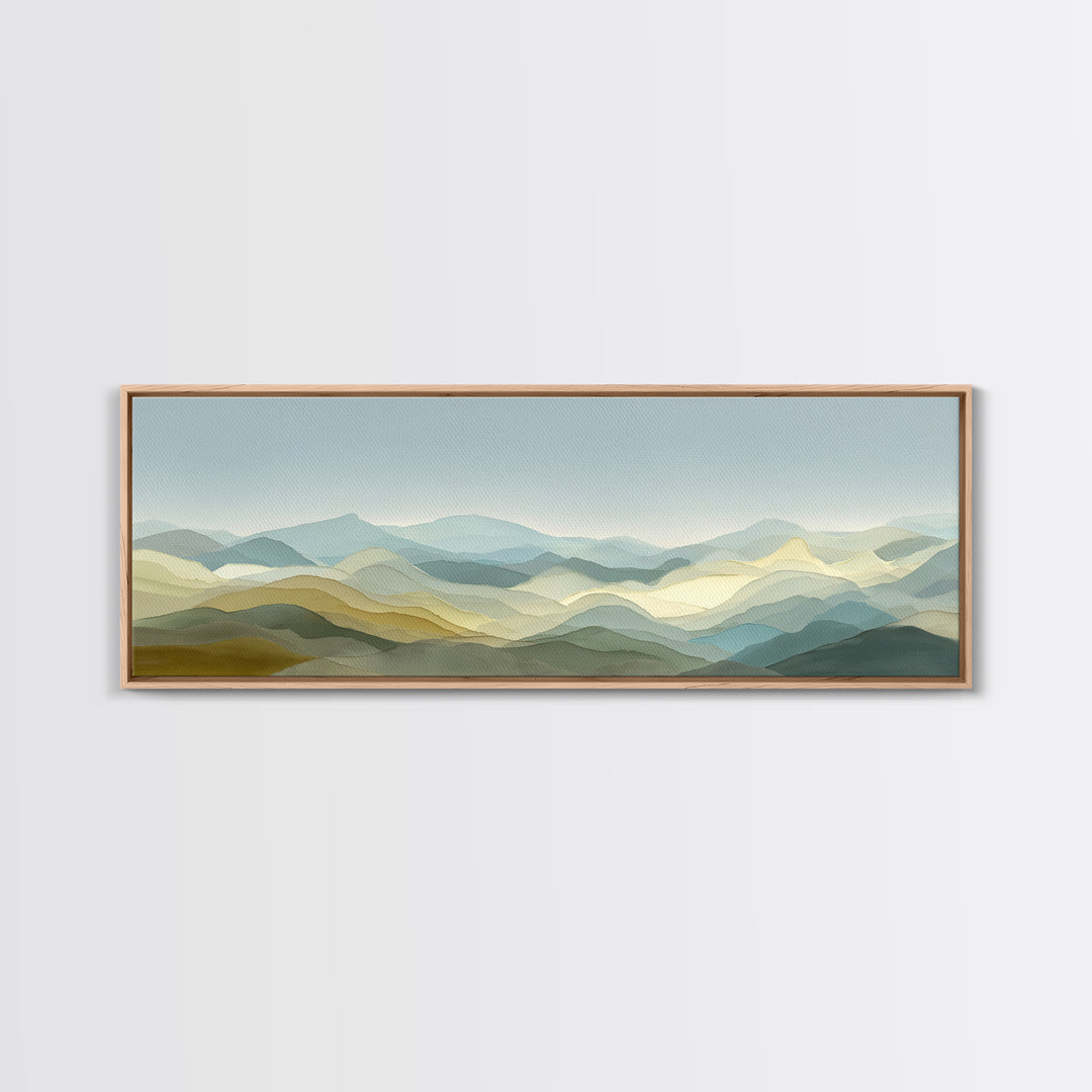 Gentle Mountain Landscape Framed Canvas Print, Dental Office Art, Medical Office Art, Office Decor, Fine Art, Calm, DOA-3x1-44