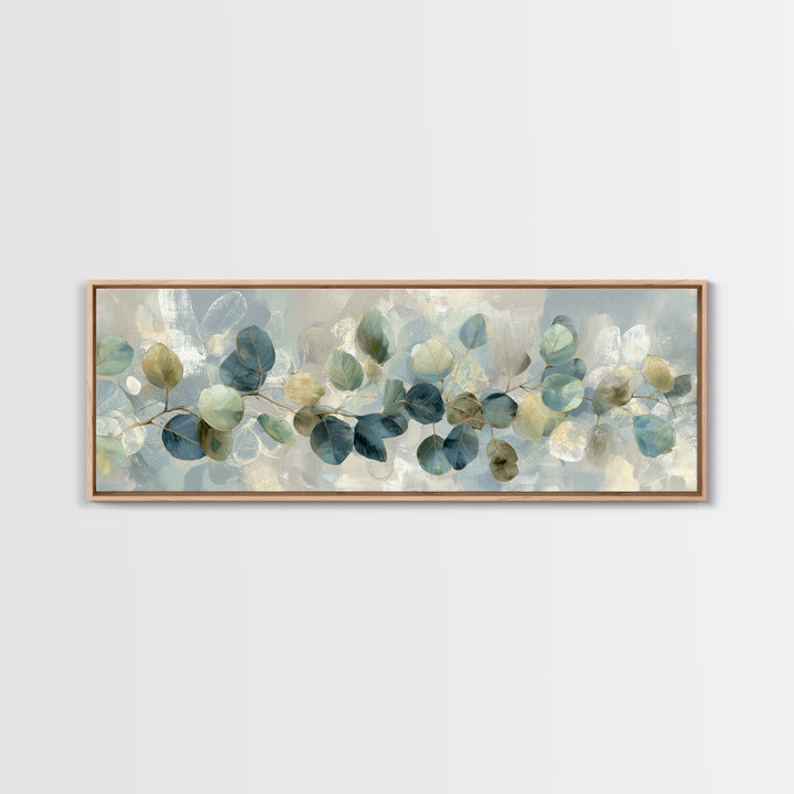 Soft Botanical Eucalyptus Print for Clean Atmosphere Framed Canvas Print, Dental Office Art, Wall Art, Office Decor, Calm, DOA-3x1-67