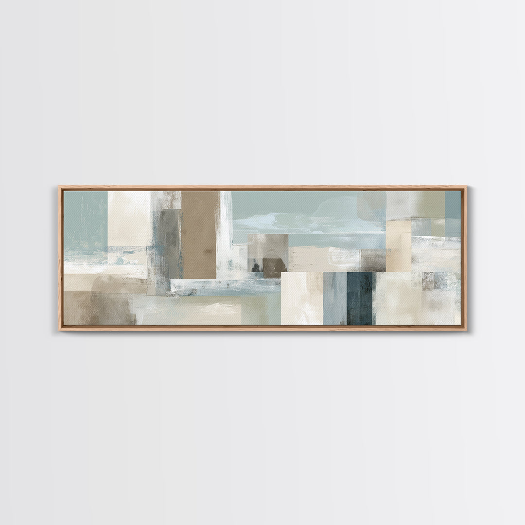 Clean Geometric Art Framed Canvas Print, Dental Office Art, Textured Painting, Office Decor, Calm, Room Decor Aesthetic, DOA-3x1-72