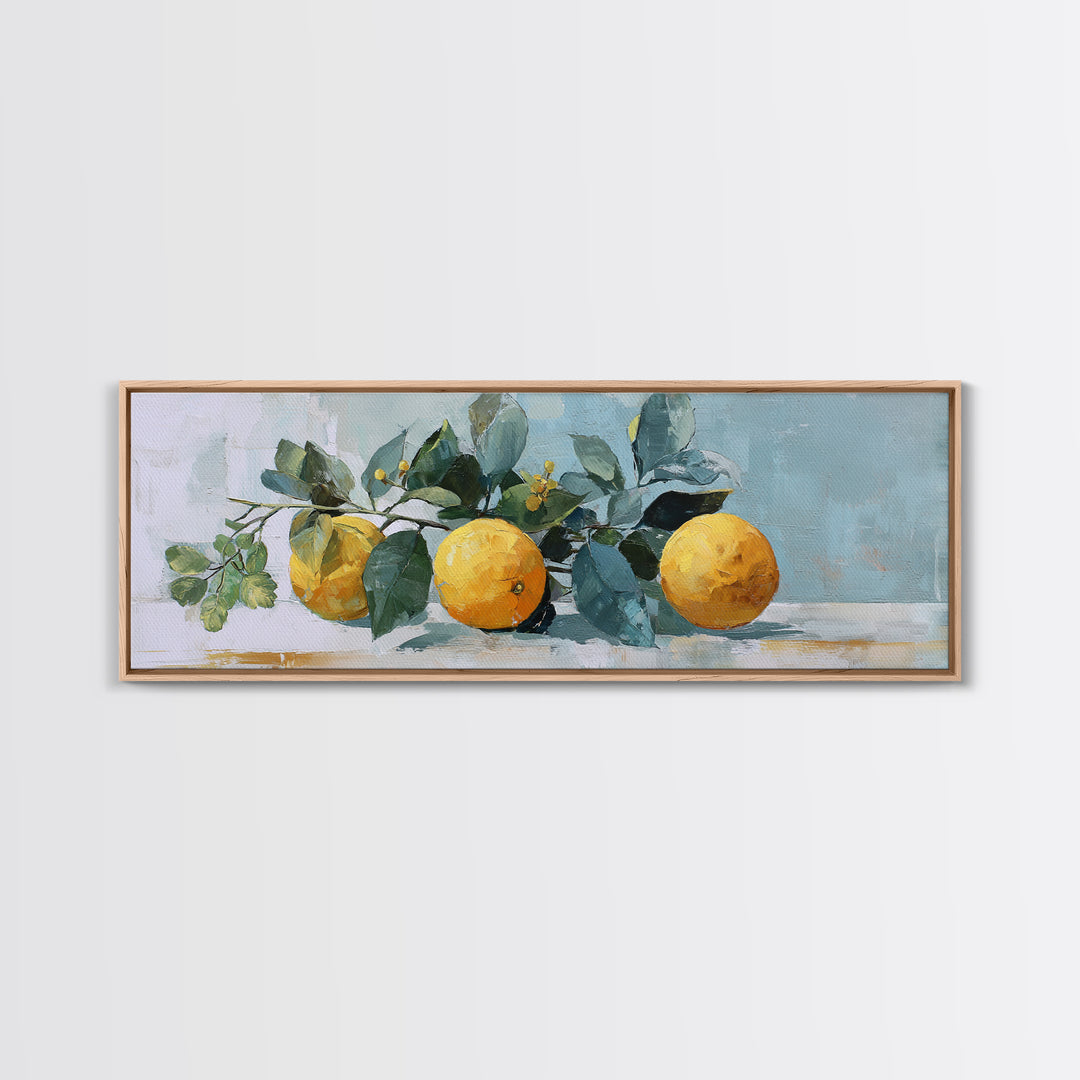 Fresh Citrus and Mint Still Life Canvas Print, Dental Office Art, Printable Digital, Office Decor, Oil Painting, Calm, DOA-3x1-95