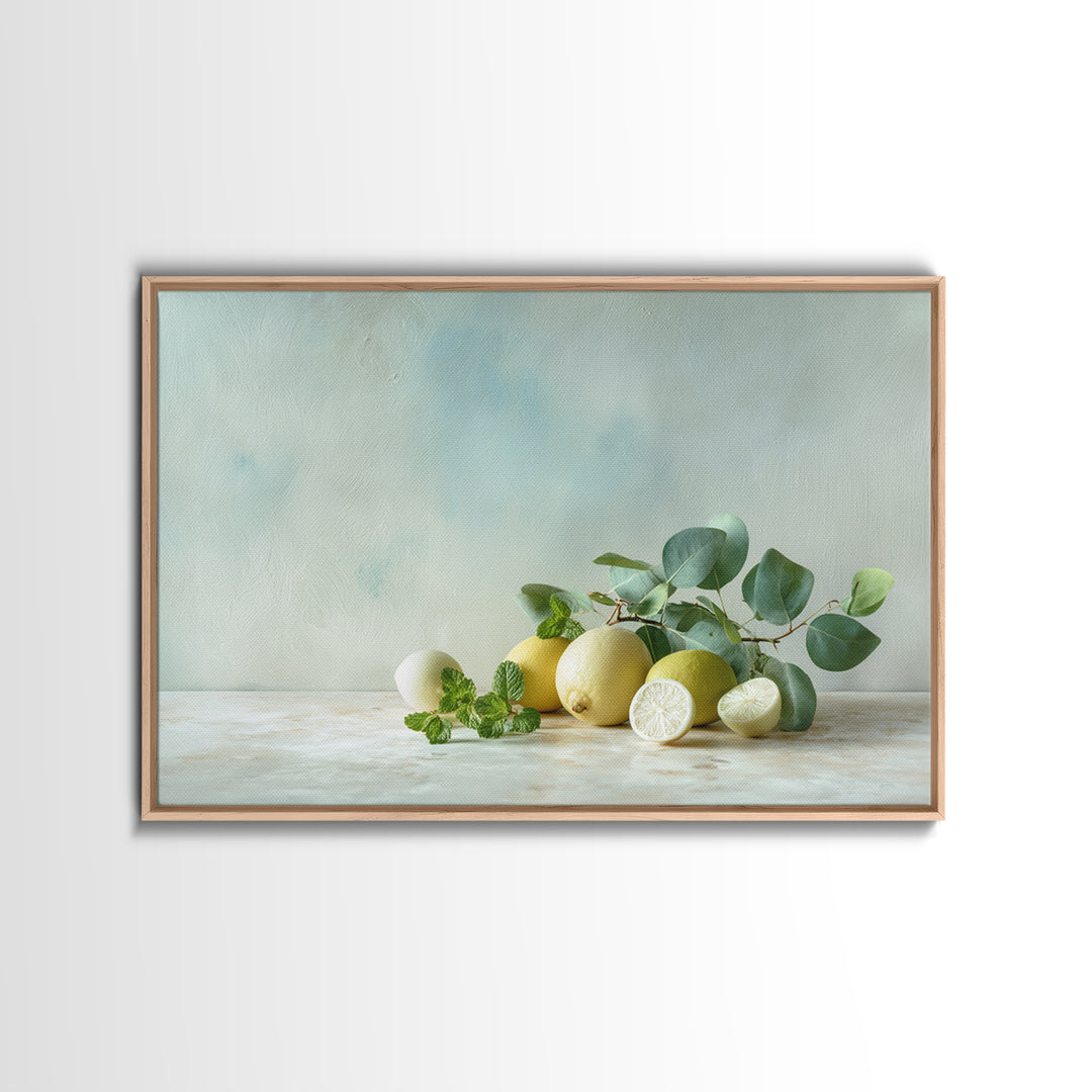 Fresh Citrus and Mint Still Life Canvas Print, Dental Office Art, Minimalist Decor, Office Decor, Calm, Motivational Poster, DOA-3x2-11