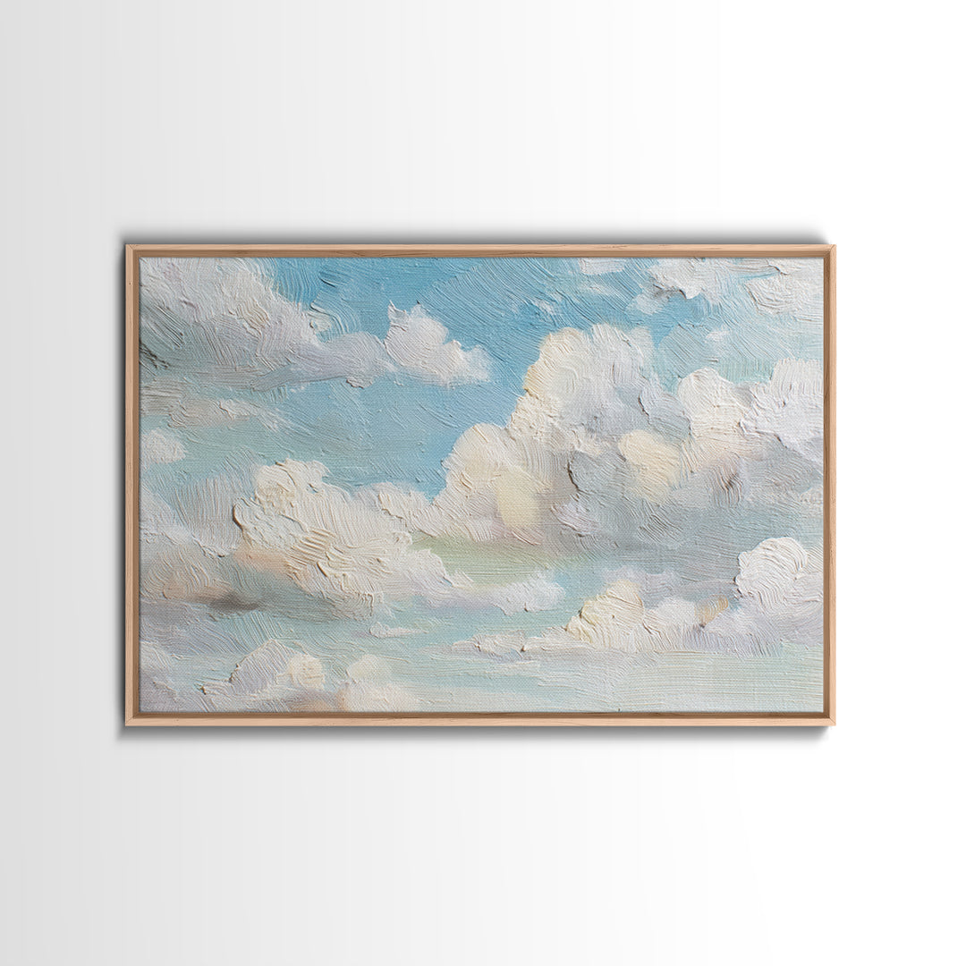 Peaceful Clouds over Open Meadow Framed Canvas Print, Dental Office Art, Wall Art, Office Decor, Calm, Dental Office Decor, DOA-3x2-13