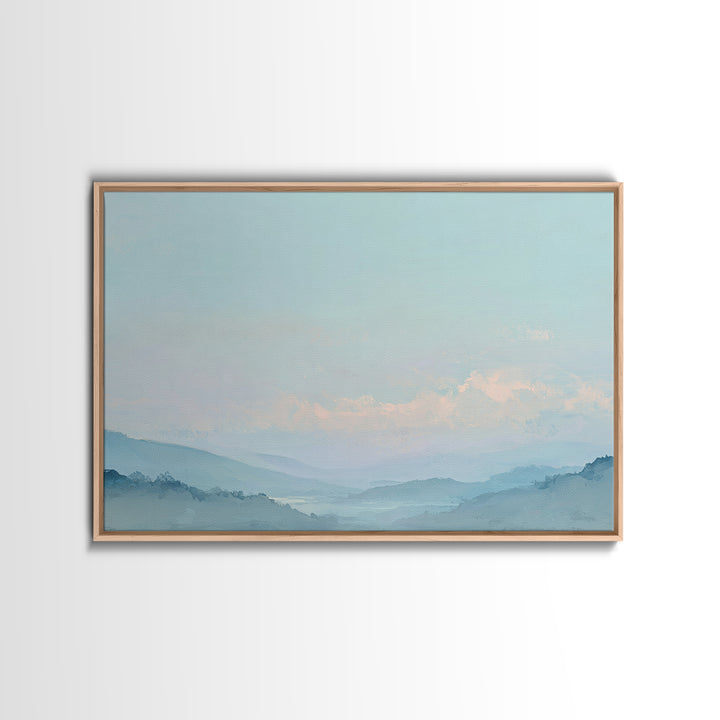 Soft Gradient Sunrise Framed Canvas Print, Dental Office Art, Textured Painting, Office Decor, Calm, Room Decor Aesthetic, DOA-3x2-24