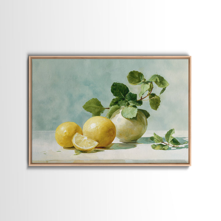Fresh Citrus and Mint Still Life Framed Canvas Print, Dental Office Art, Office Decor, Calm, Medical Art, Medical Office Decor, DOA-3x2-35