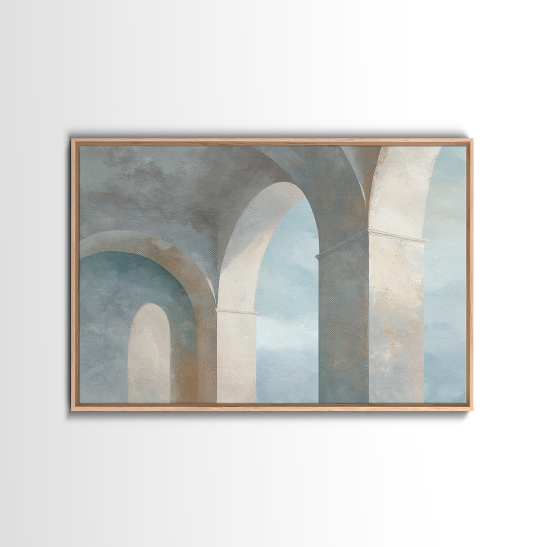 Light Scandinavian Abstract Arches Framed Canvas Print, Dental Office Art, Minimalist Wall Art, Office Decor, Fine Art, Calm, DOA-3x2-45