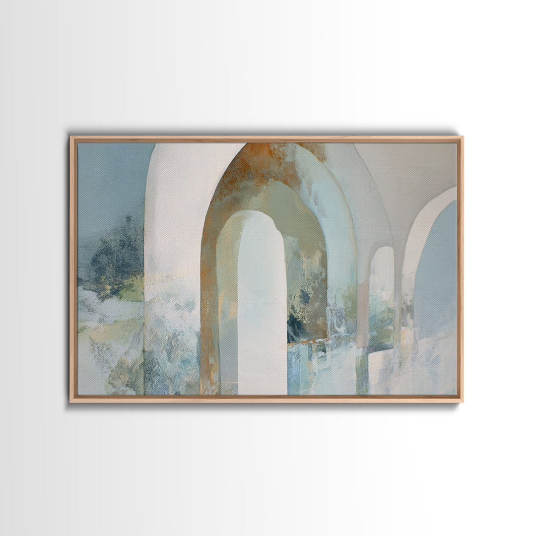 Light Scandinavian Abstract Arches Framed Canvas Print, Dental Office Art, Minimalist Wall Art, Office Decor, Fine Art, Calm, DOA-3x2-69