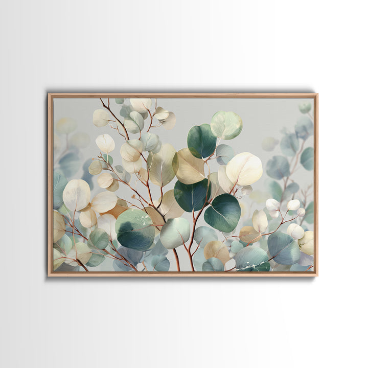 Soft Botanical Eucalyptus Print for Clean Atmosphere Framed Canvas Print, Dental Office Art, Dental Gift, Office Decor, Calm, DOA-3x2-7