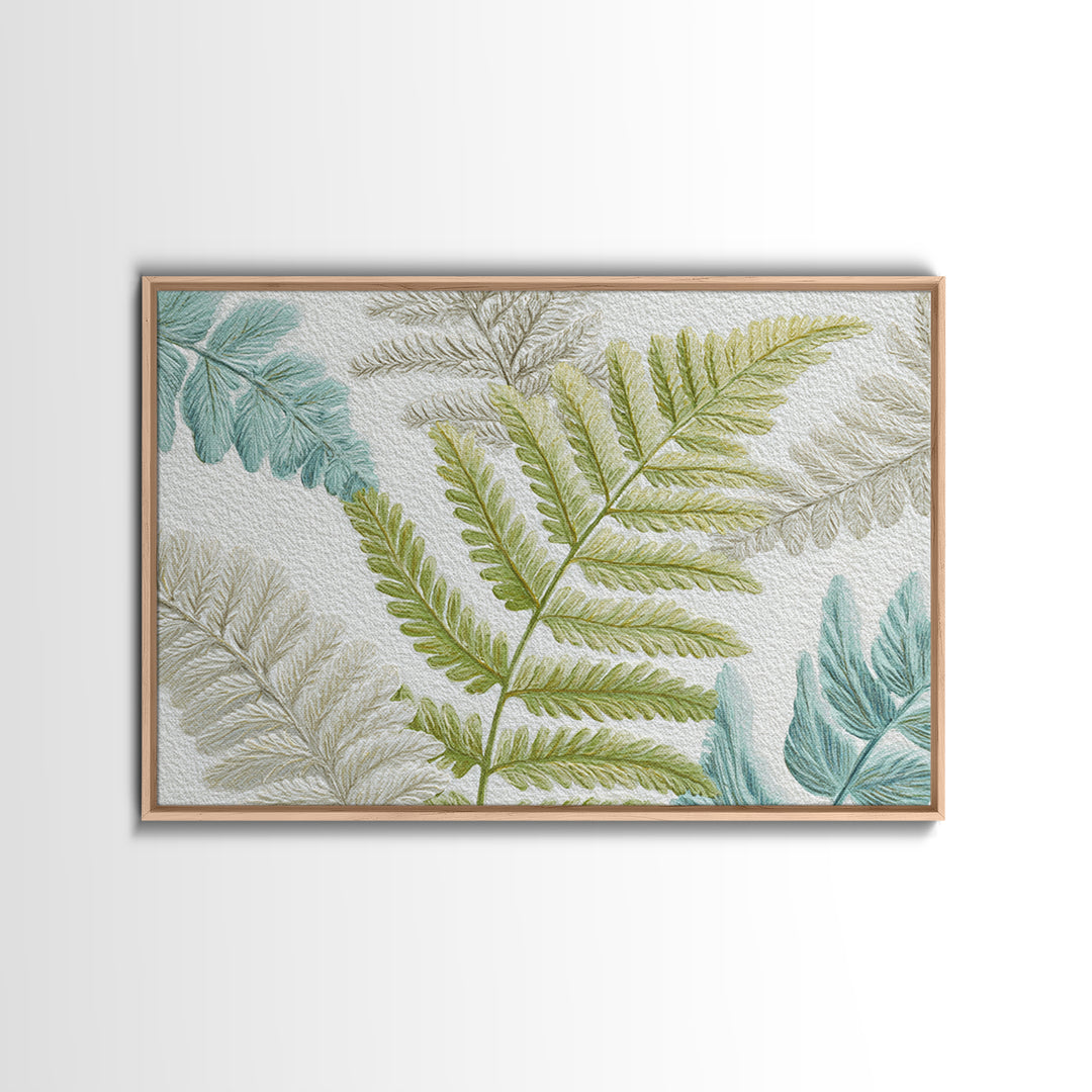 Botanical Fern Study Framed Canvas Print, Dental Office Art, Room Decor, Office Decor, Fine Art, Calm, Minimalist Wall Art, DOA-3x2-71