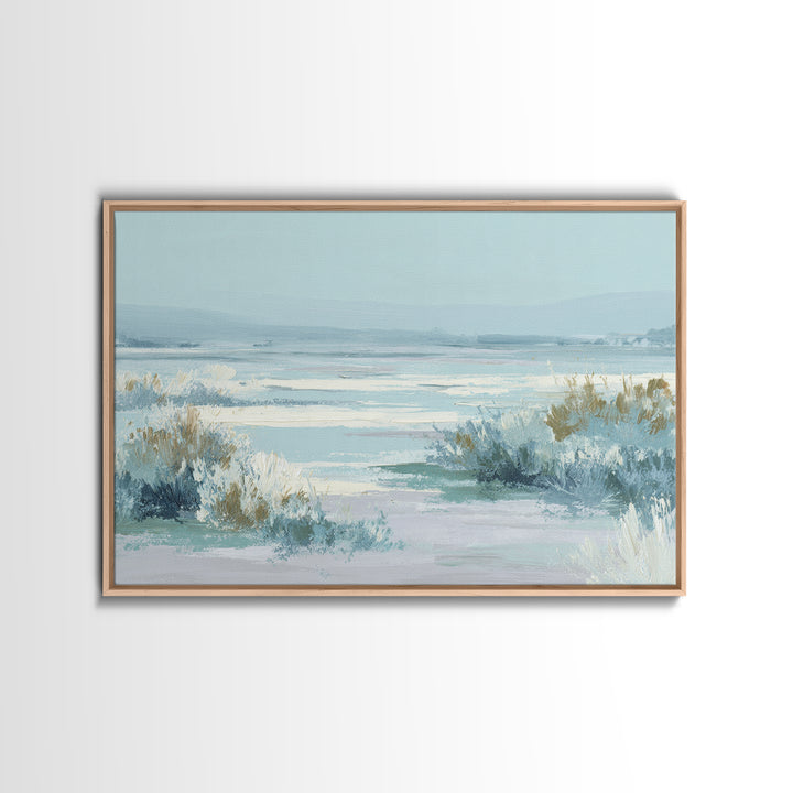 Quiet Coastal Dunes Framed Canvas Print, Dental Office Art, Office Decor, Oil Painting, Calm, Medical Art, Medical Office Decor, DOA-3x2-74