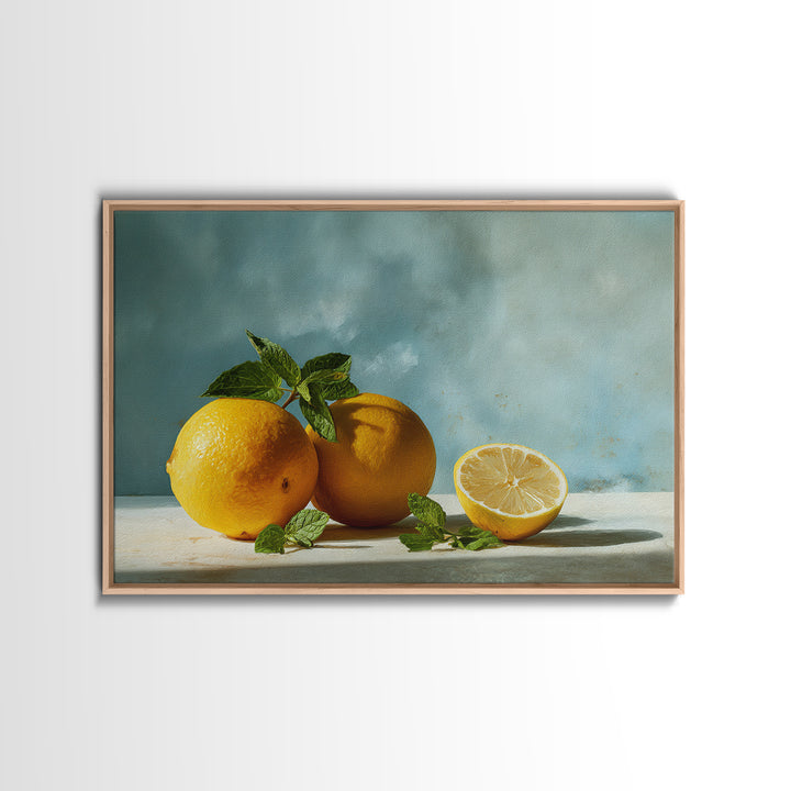 Fresh Citrus and Mint Still Life Canvas Print, Dental Office Art, Printable Digital, Office Decor, Calm, Neutral Decor, DOA-3x2-83