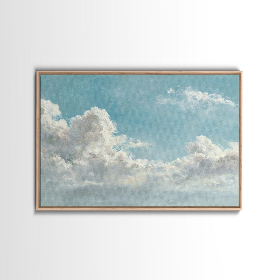 Peaceful Clouds over Open Meadow Framed Canvas Print, Dental Office Art, Dental Wall Art, Office Decor, Watercolor Art, Calm, DOA-3x2-85