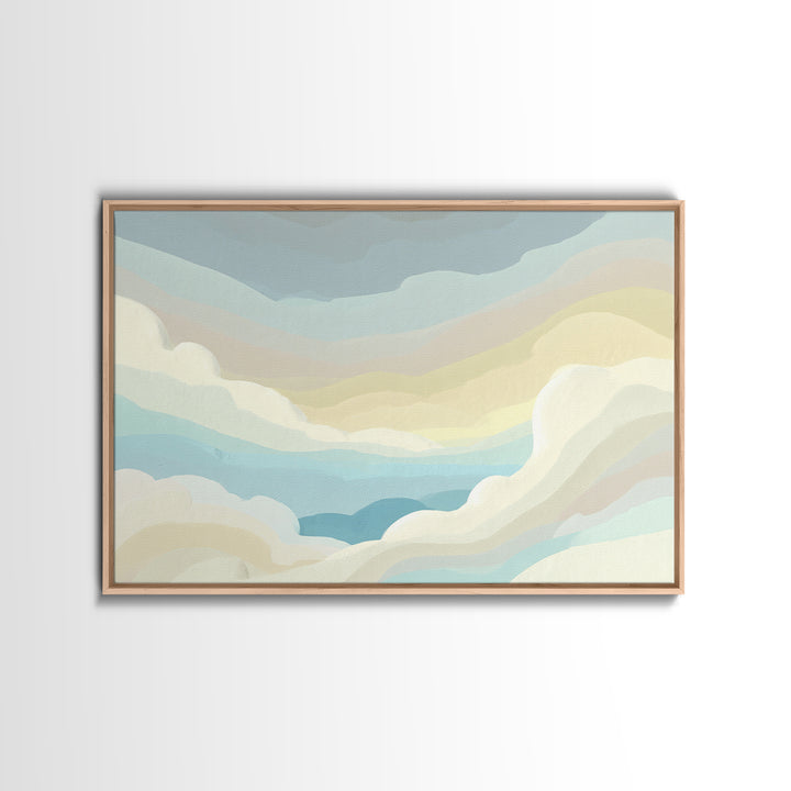 Simple Rainbow Pastel Shapes for Children Framed Canvas Print, Dental Office Art, Digital Artwork, Office Decor, Abstract Art, DOA-3x2-97