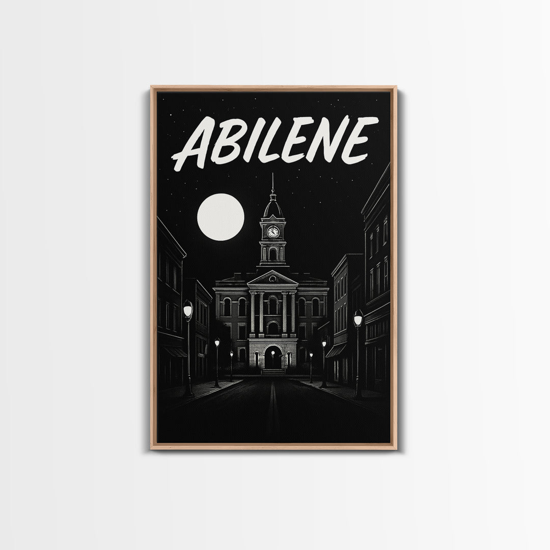 Abilene Travel Poster, Canvas Print, Black And White Travel Art, Abilene Poster Print, Home Office Decor, Retro Travel Print, Art Print