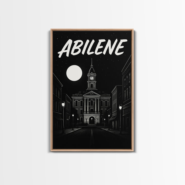 Abilene Travel Poster, Canvas Print, Black And White Travel Art, Abilene Poster Print, Home Office Decor, Retro Travel Print, Art Print